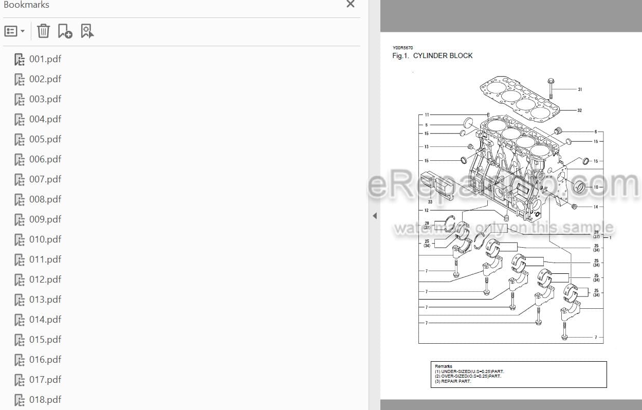 Photo 4 - Yanmar 4TNV98-GGE Parts Catalog Diesel Engine Y00R5670