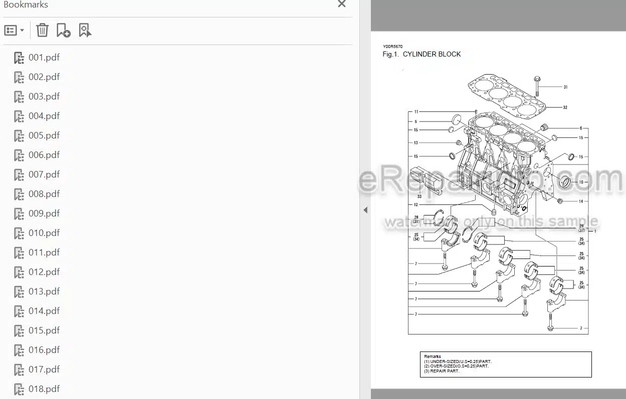 Photo 4 - Yanmar 4TNV98-GGE Parts Catalog Diesel Engine Y00R5670