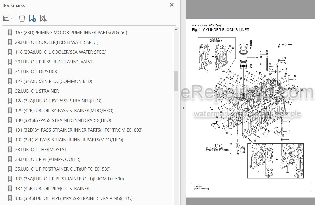 Photo 3 - Yanmar 6ET18A 6EY18L Parts Catalog Marine Diesel Engine 0CH10-M35901