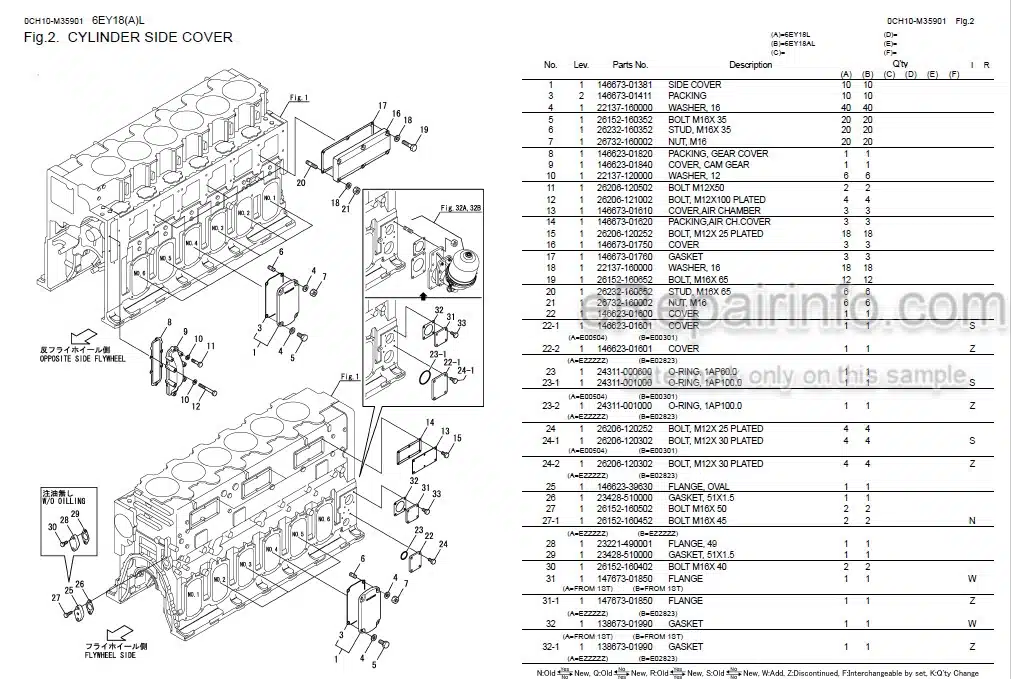 Photo 8 - Yanmar 6ET18A 6EY18L Parts Catalog Marine Diesel Engine 0CH10-M35901