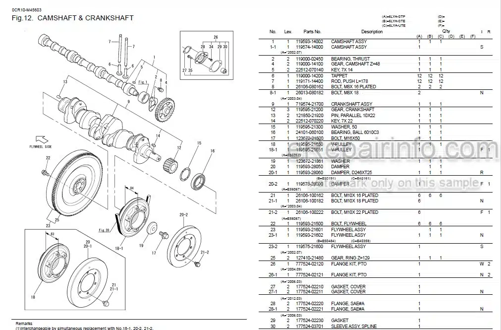 Photo 6 - Yanmar 6LYA-STP 6LYA-STE 6LYA-UTE Parts Catalog Engine CR10-M45603