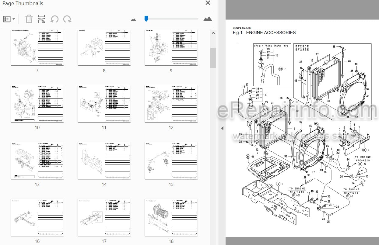 Photo 4 - Yanmar EF227E EF230E EF233E Parts Catalog Tractor OCNP4-G43700