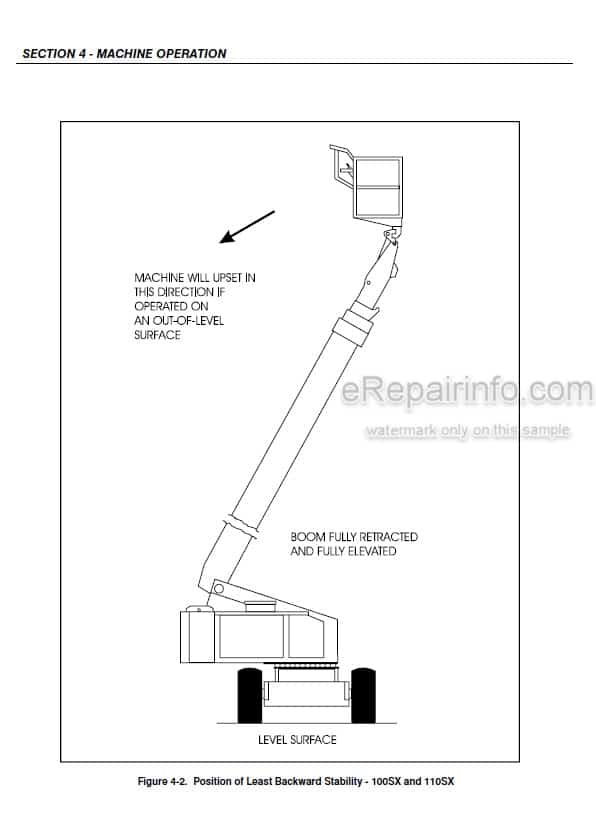 Photo 2 - JLG 100SX 110SX 110SXJ 120SXJ Operators And Safety Manual Boom Lift