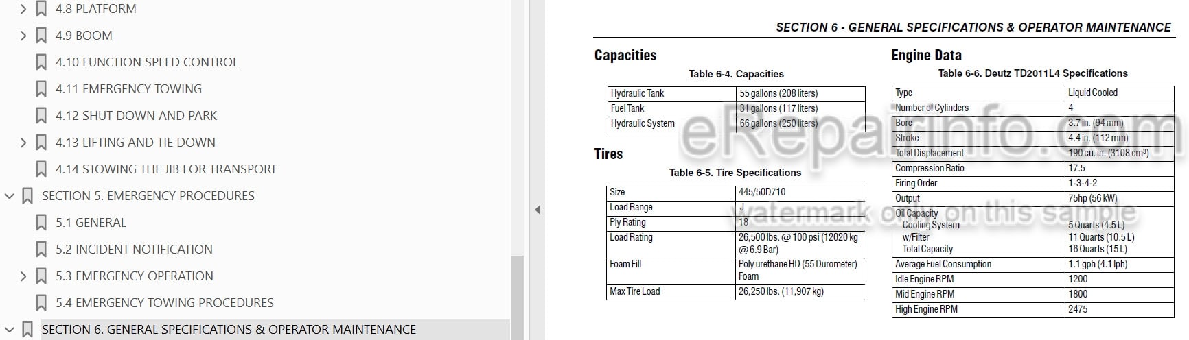 Photo 4 - JLG 1100SB Operation And Safety Manual Boom Lift 3121264