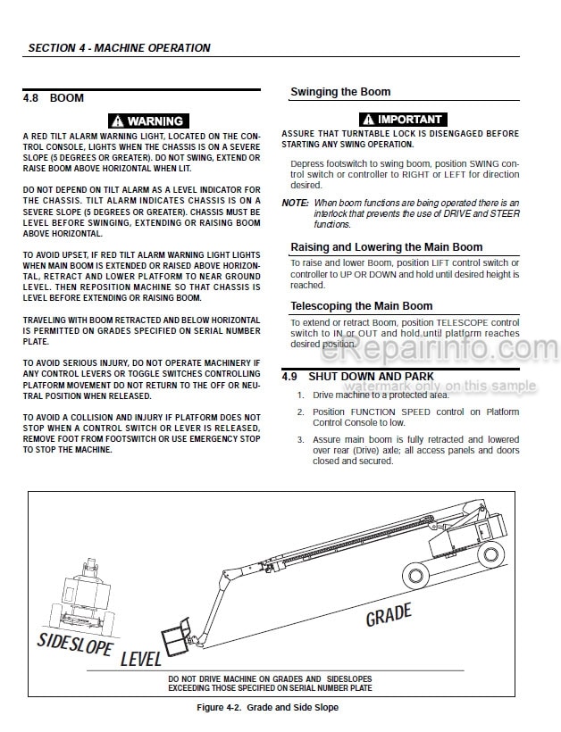 Photo 4 - JLG 120HX Operators And Safety Manual Boom Lift