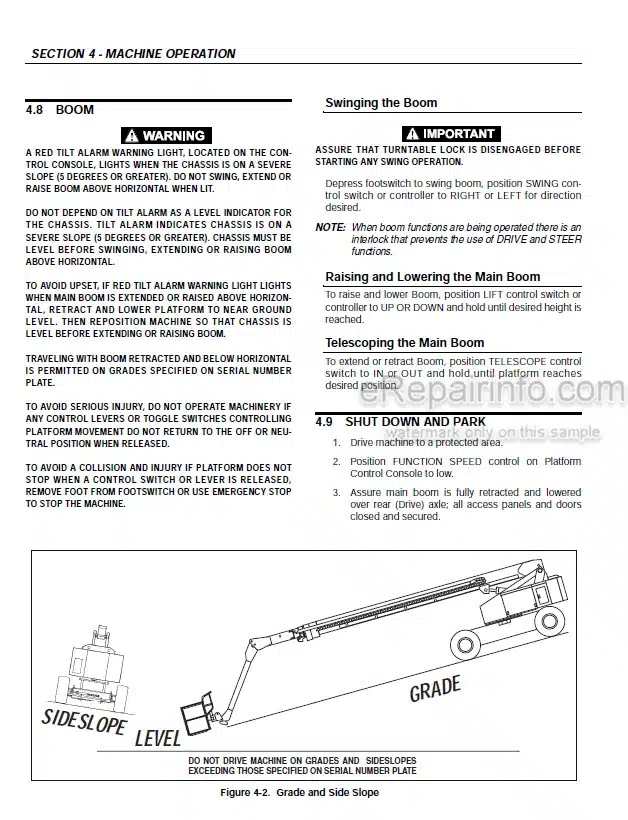 Photo 4 - JLG 120HX Operators And Safety Manual Boom Lift
