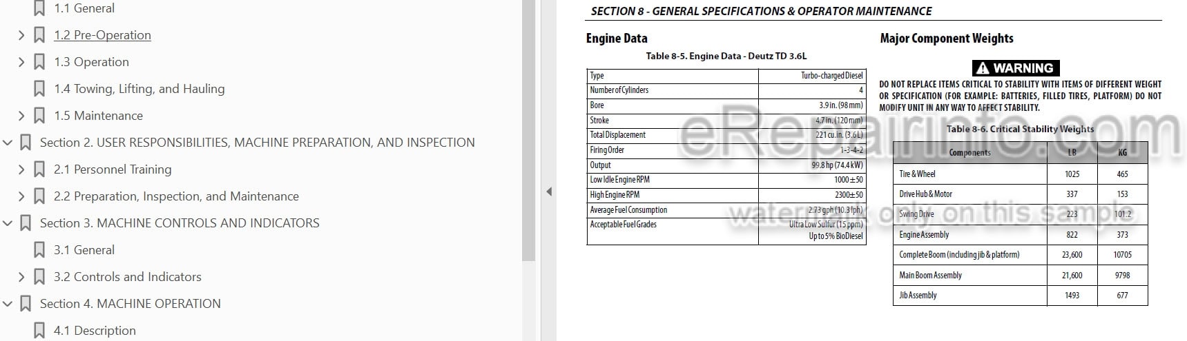 Photo 3 - JLG 1850SJ PVC2007 Operation And Maintenance Manual Boom Lift