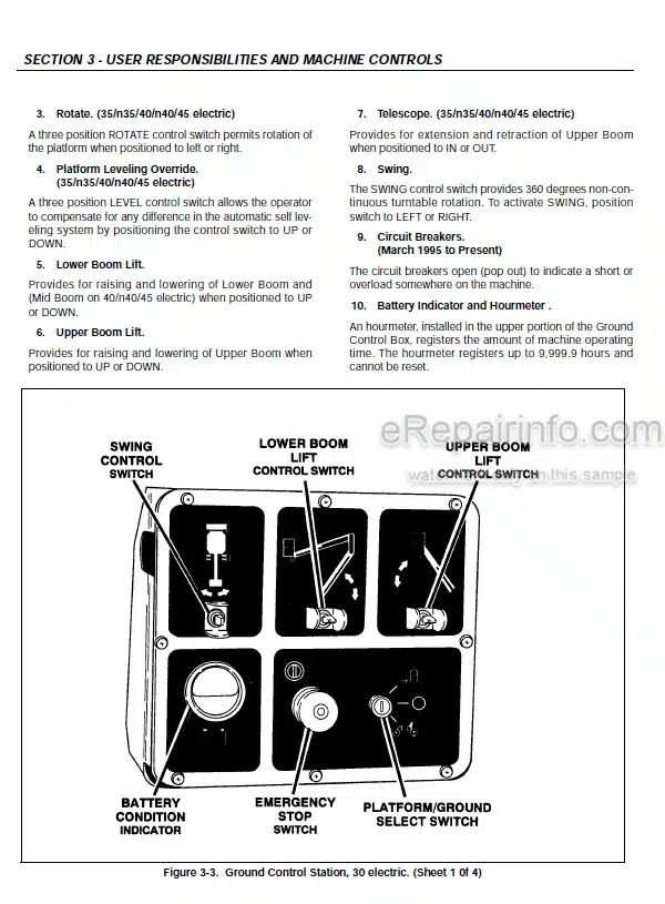 Photo 4 - JLG 30E 35E N35E 40E N40E 45E Operators And Safety Manual Boom Lift