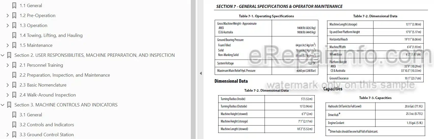 Photo 3 - JLG 340AJ PVC2001 Operation And Safety Manual Boom Lift