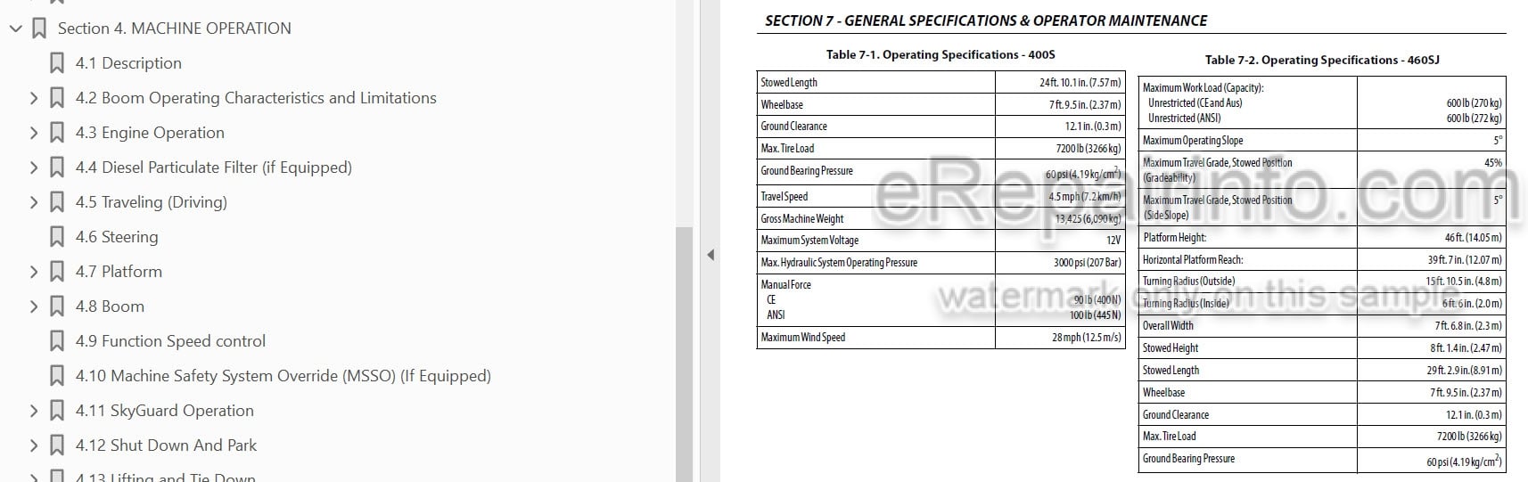 Photo 3 - JLG 400S 460SJ PVC2001 Operation And Safety Manual Boom Lift