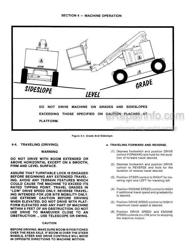 Photo 4 - JLG 50HT Operating And Safety Manual Boom Lift 3120287