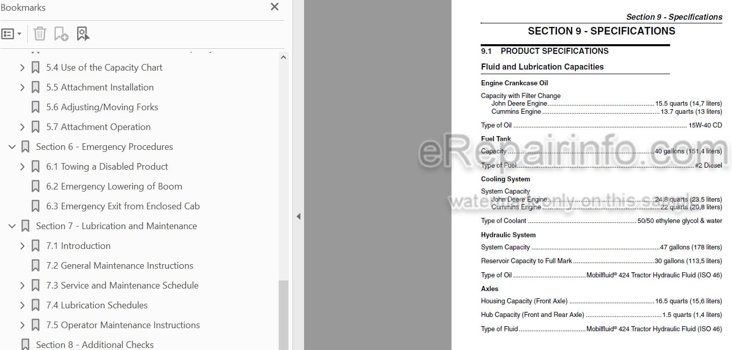 Photo 3 - JLG 534D-9 534D-10 Operation And Safety Manual Telehandler 31200169