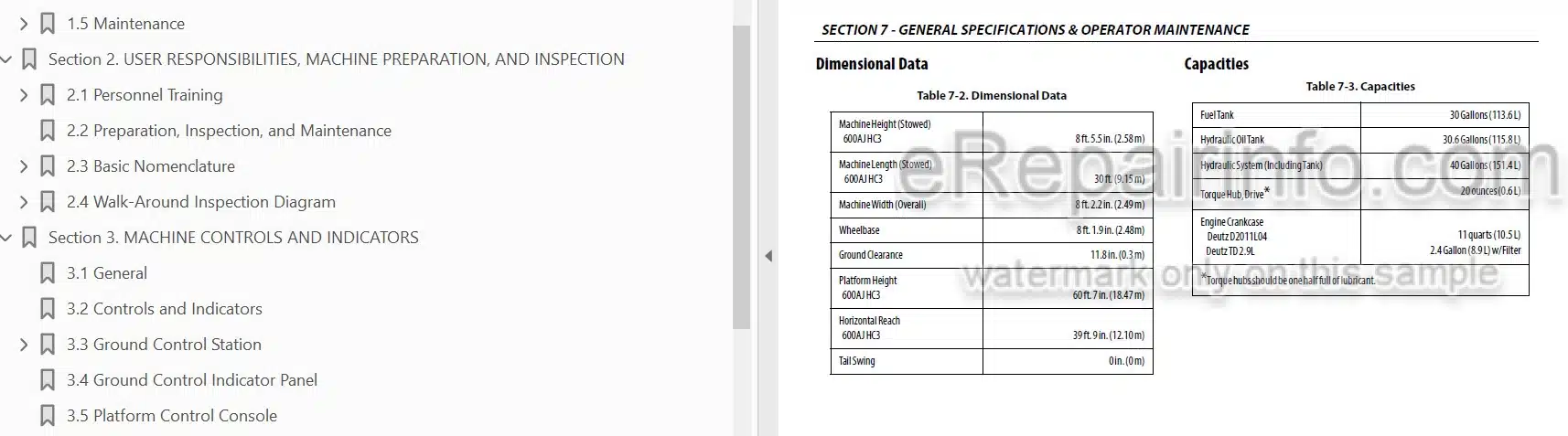 Photo 3 - JLG 600AJ HC3 PVC2001 Operation And Safety Manual Boom Lift