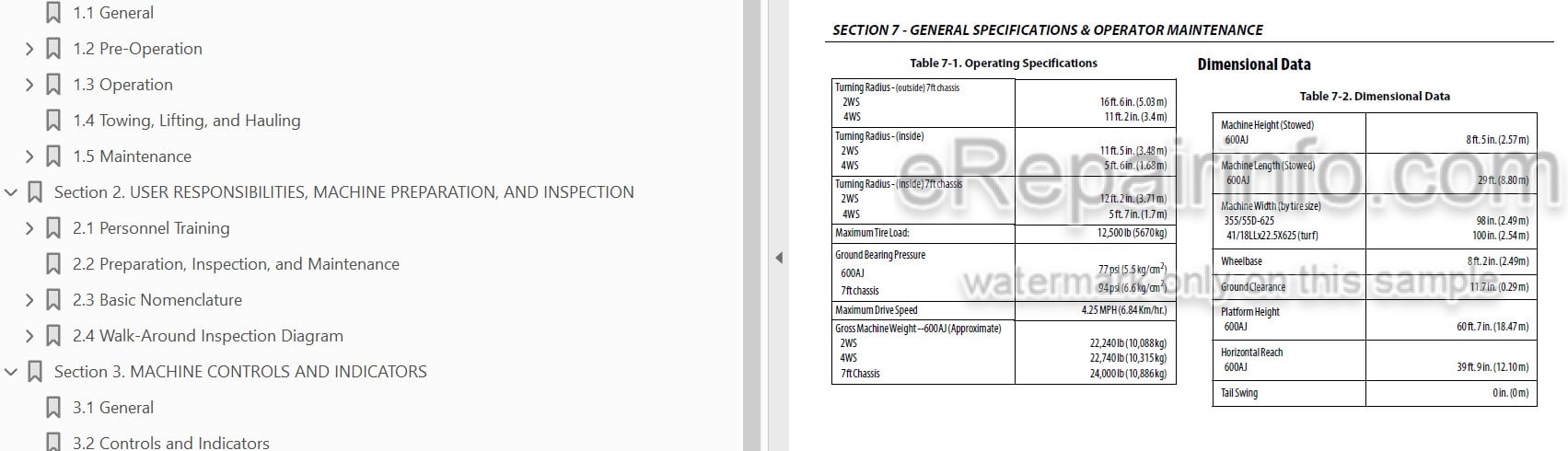 Photo 3 - JLG 600AJ PVC2001 Operation And Safety Manual Boom Lift