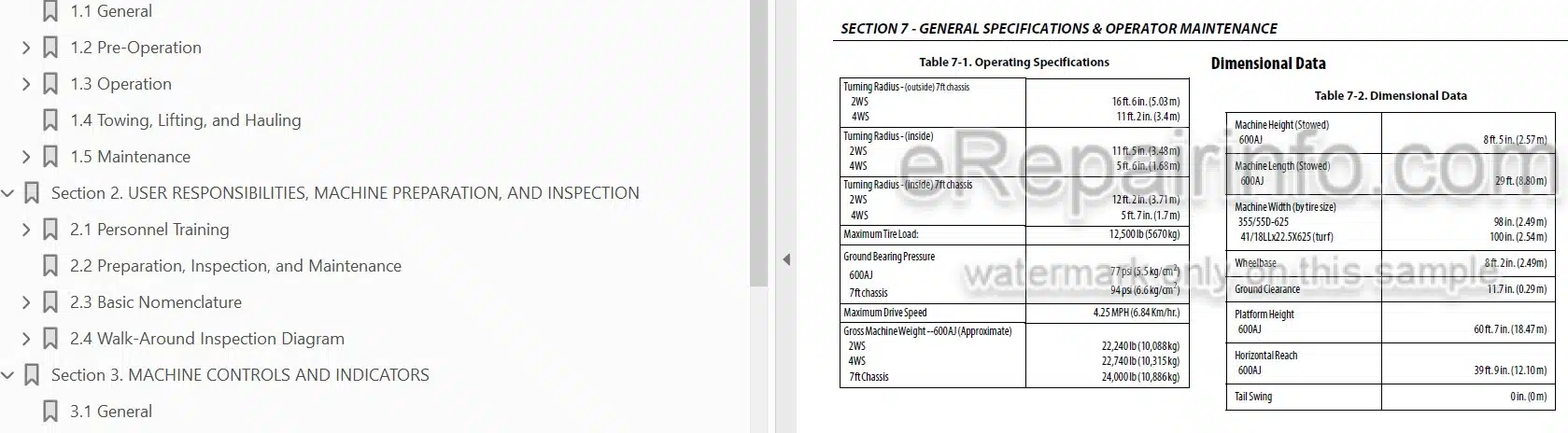 Photo 3 - JLG 600AJ PVC2007 Operation And Safety Manual Boom Lift