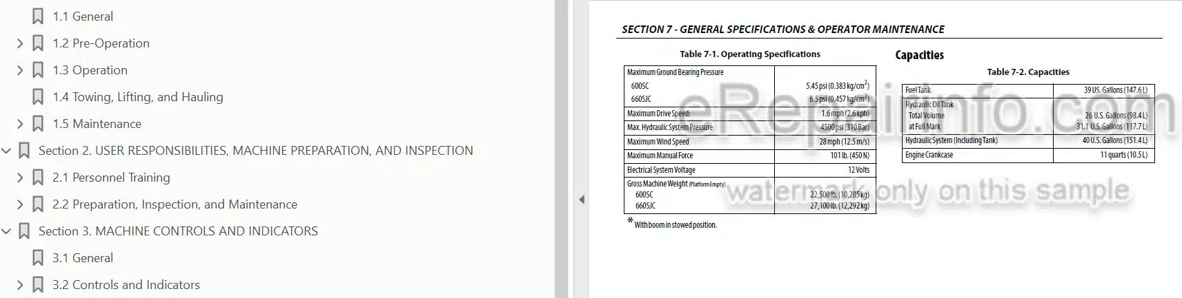 Photo 3 - JLG 600SC 660SJC Operation And Safety Manual Boom Lift SN2