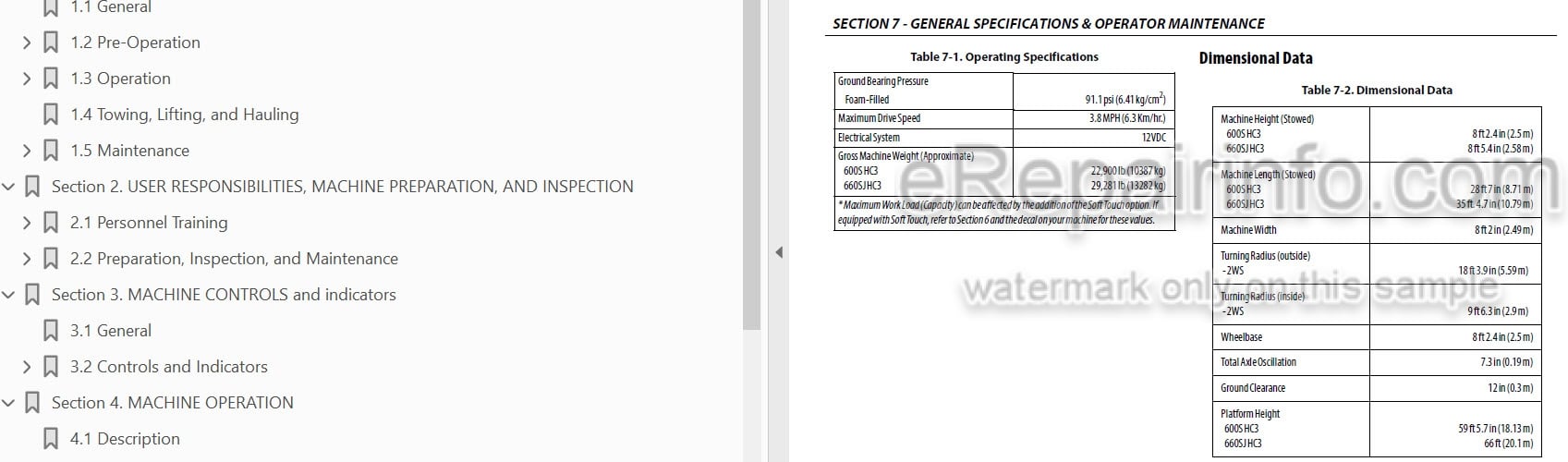Photo 3 - JLG 600S HC3 660SJ HC3 PVC2001 Operation And Safety Manual Boom Lift