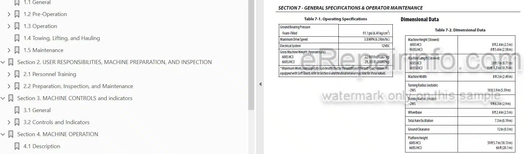 Photo 3 - JLG 600S HC3 660SJ HC3 PVC2001 Operation And Safety Manual Boom Lift