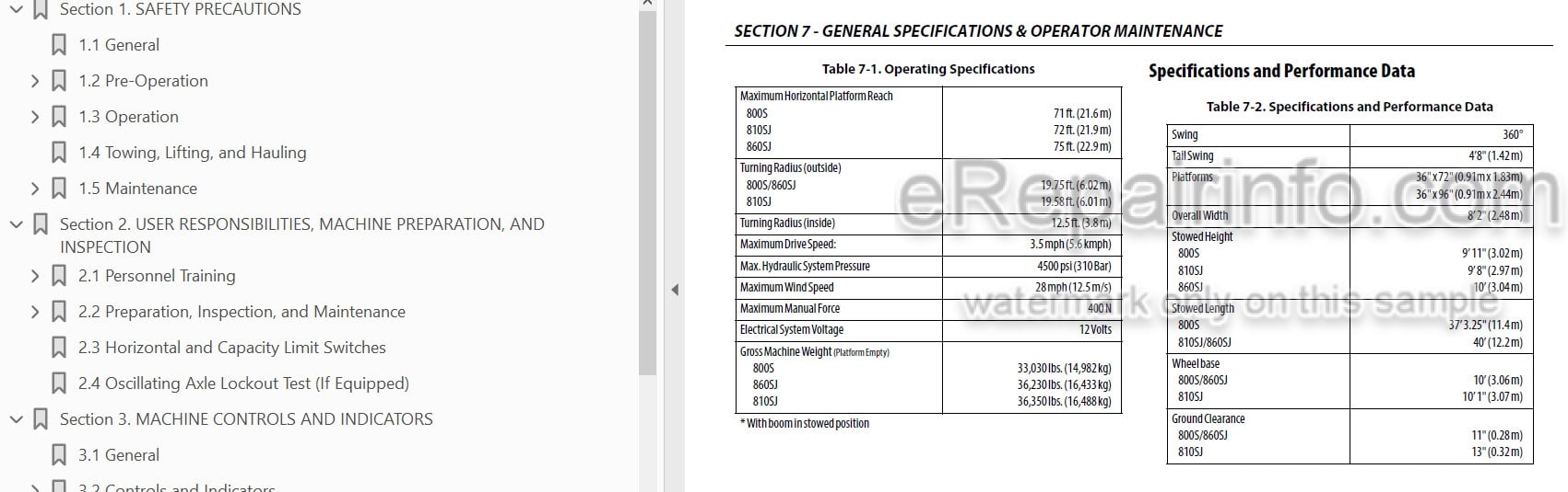 Photo 3 - JLG 800S 810SJ 860SJ Operation And Safety Manual Boom Lift