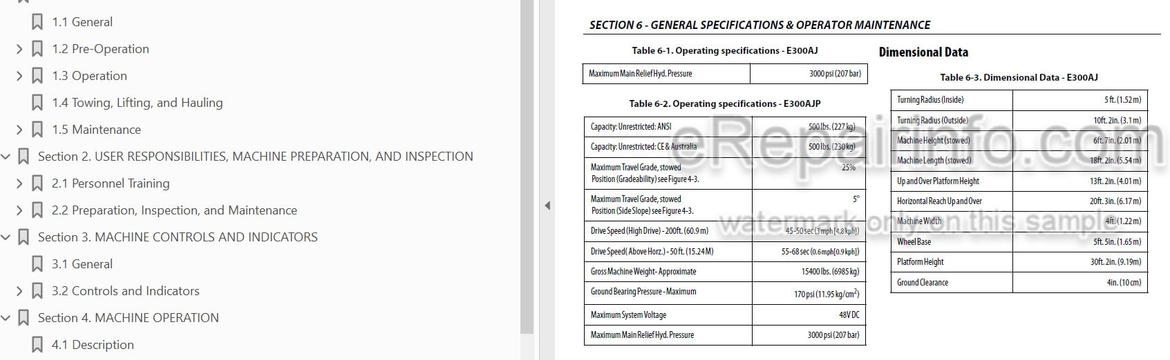 Photo 3 - JLG E300AJ E300AJP Operation And Safety Manual Boom Lift SN1