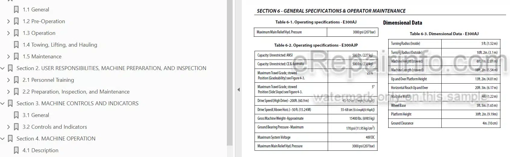 Photo 3 - JLG E300AJ E300AJP Operation And Safety Manual Boom Lift SN1