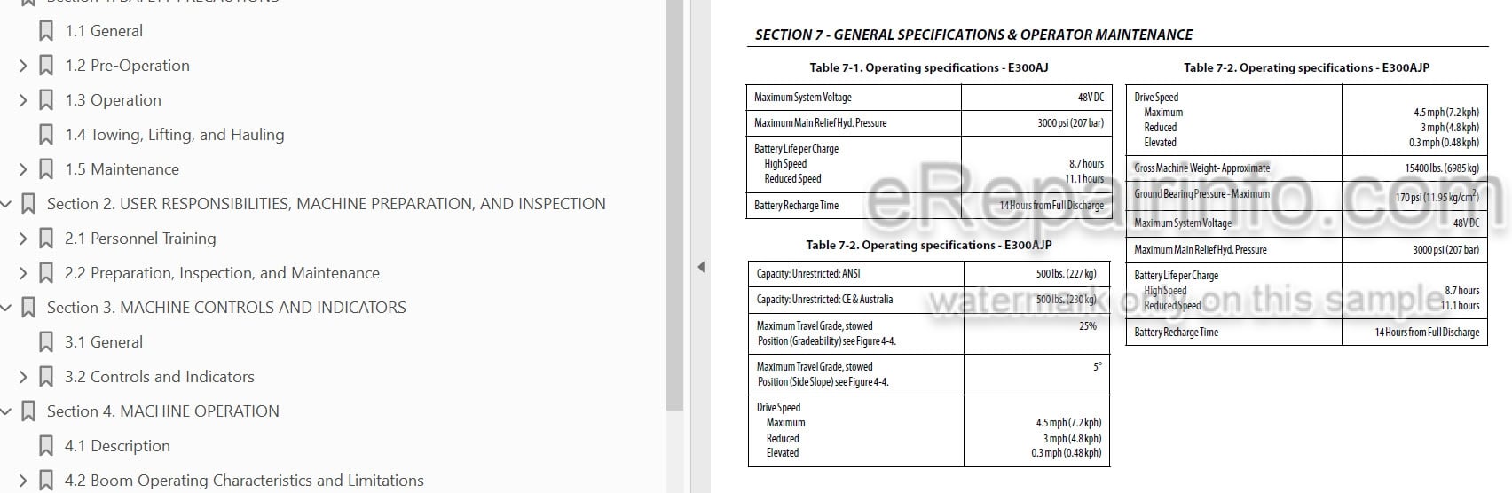 Photo 3 - JLG E300AJ E300AJP Operation And Safety Manual Boom Lift SN2