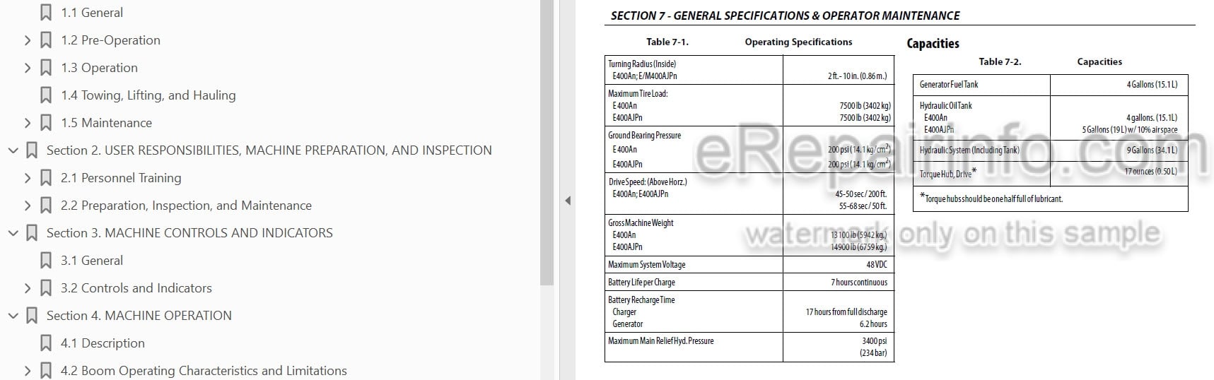 Photo 3 - JLG E400A E400AJP Narrow PVC2001 Operation And Safety Manual Boom Lift