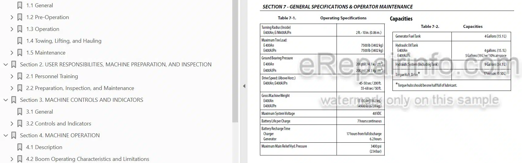 Photo 3 - JLG E400A E400AJP Narrow PVC2001 Operation And Safety Manual Boom Lift