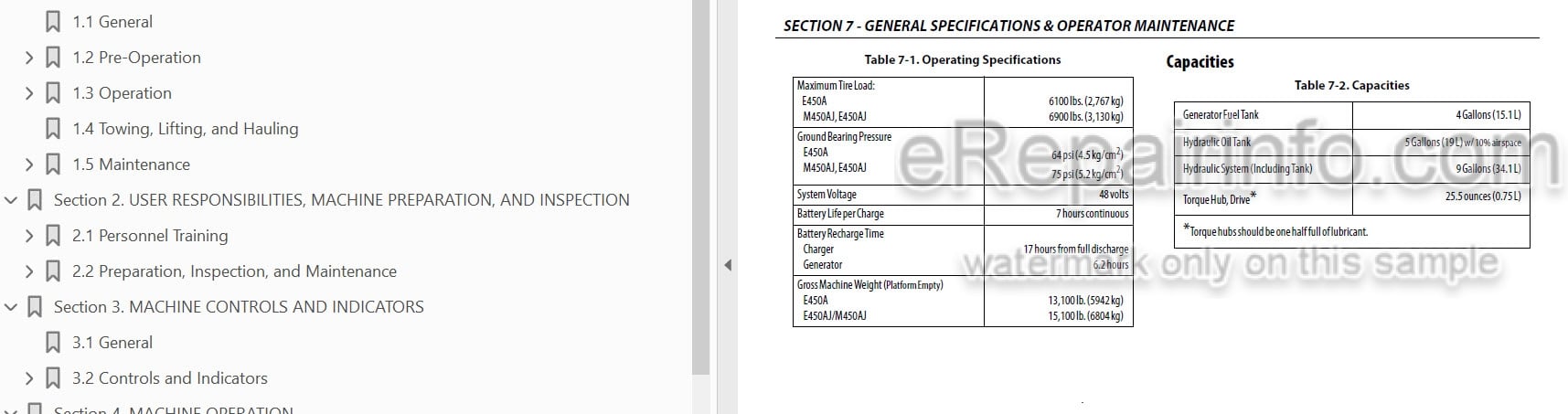 Photo 3 - JLG E450A E450AJ M450AJ Operation And Safety Manual Boom Lift SN2
