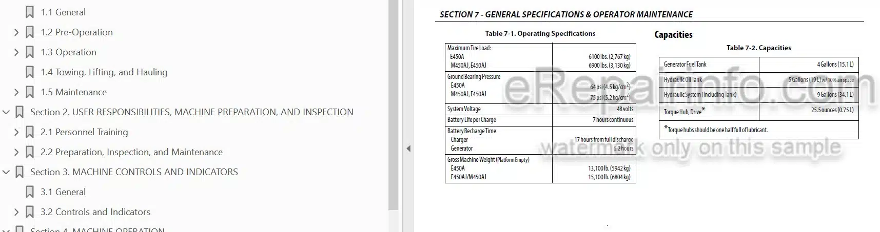 Photo 3 - JLG E450A E450AJ M450AJ Operation And Safety Manual Boom Lift SN2