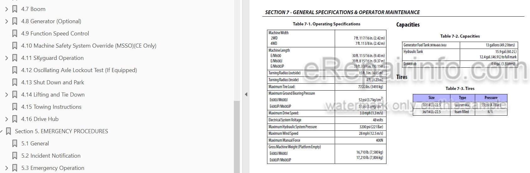 Photo 3 - JLG E600 E600J E600JP M600 M600J M600JP Operation And Safety Manual Boom Lift SN1