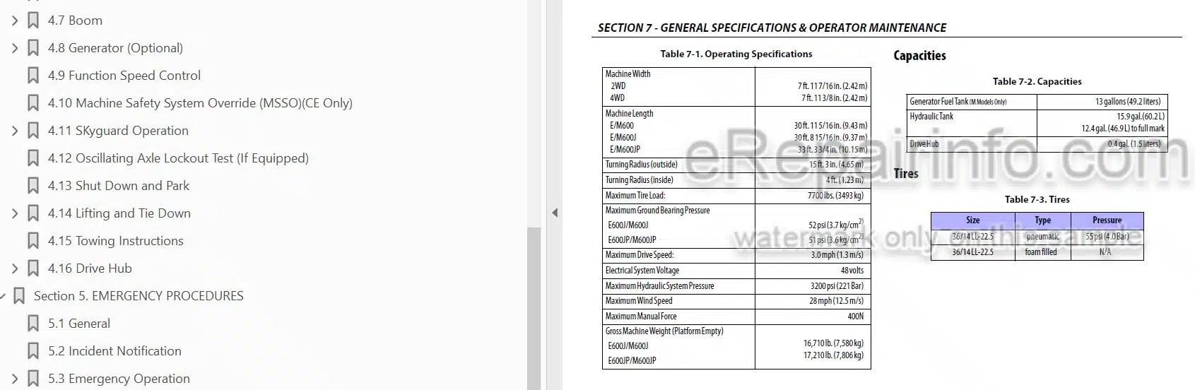 Photo 3 - JLG E600 E600J E600JP M600 M600J M600JP Operation And Safety Manual Boom Lift SN1