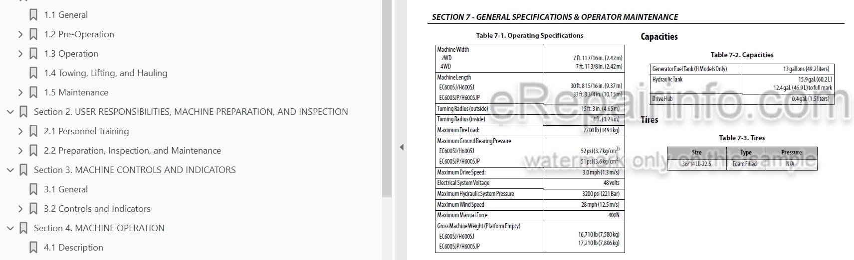 Photo 3 - JLG EC600SJ H600SJ EC600SJP H600SJP PVC2007 Operation And Safety Manual Boom Lift
