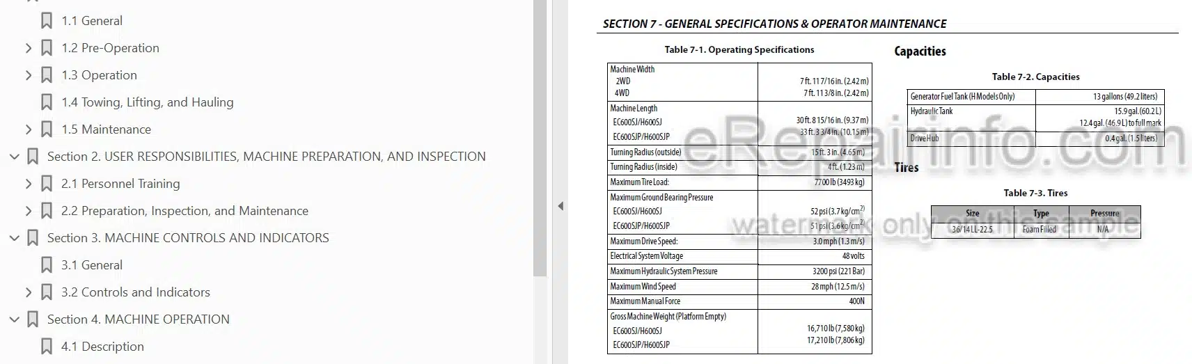 Photo 3 - JLG EC600SJ H600SJ EC600SJP H600SJP PVC2007 Operation And Safety Manual Boom Lift