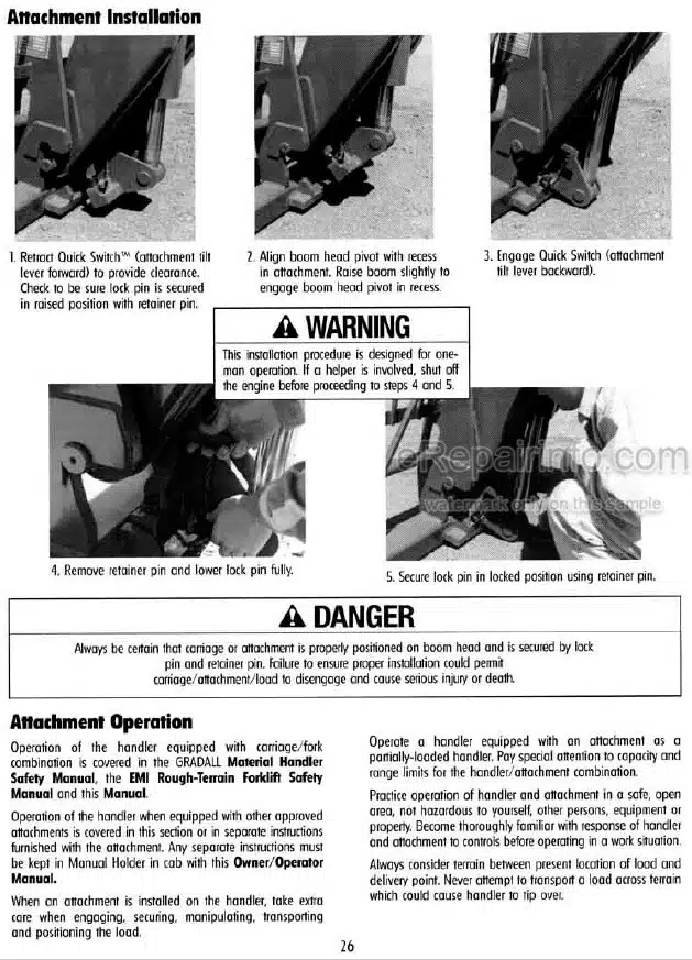 Photo 8 - JLG Gradall 522 524 534D-6 534D-6T Owners Operators Manual Telehandler 9133-4037