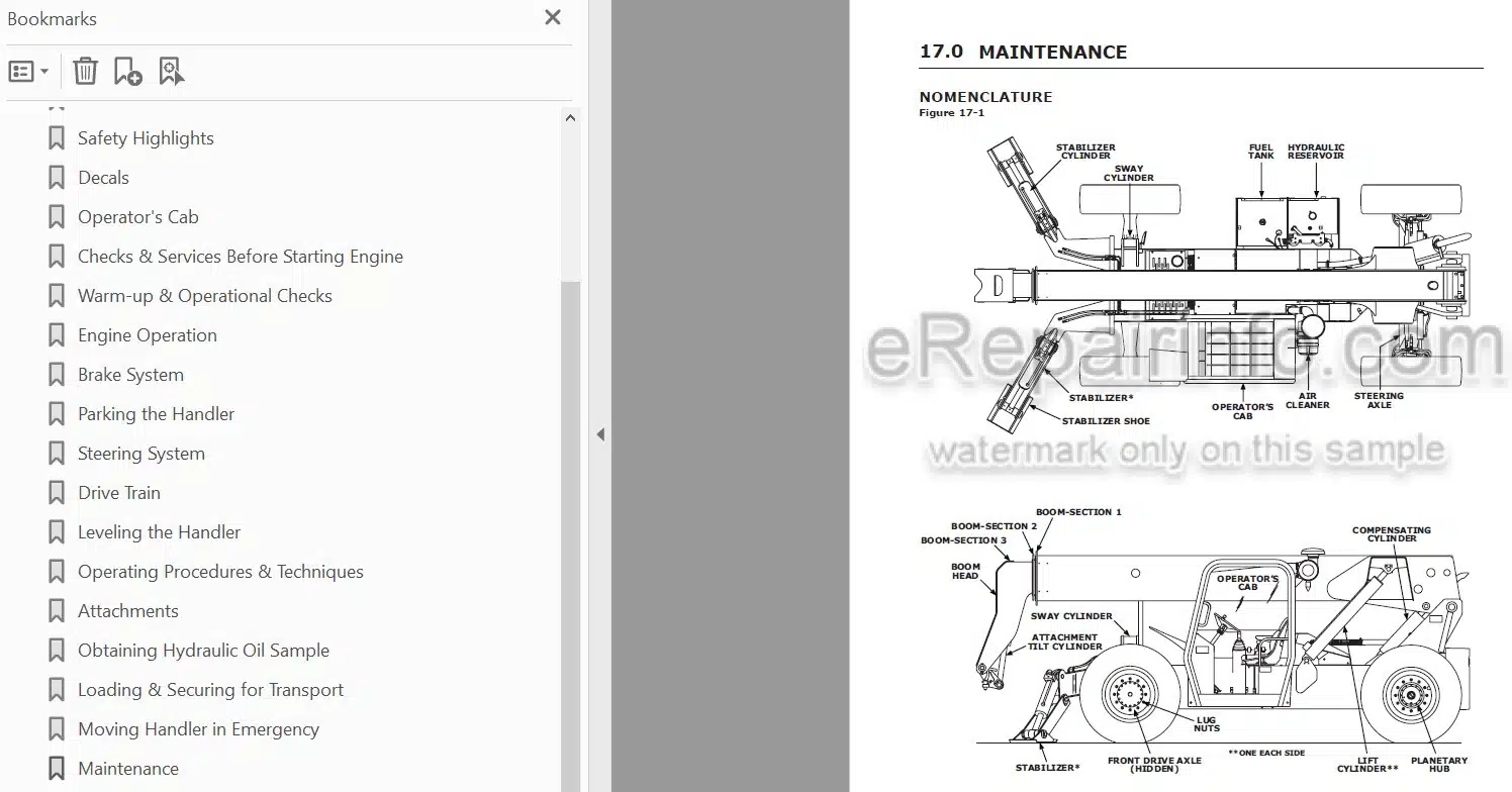 Photo 3 - JLG Gradall 534D-9 534D-10 Owner Operator Manual Telehandler 9134-4052