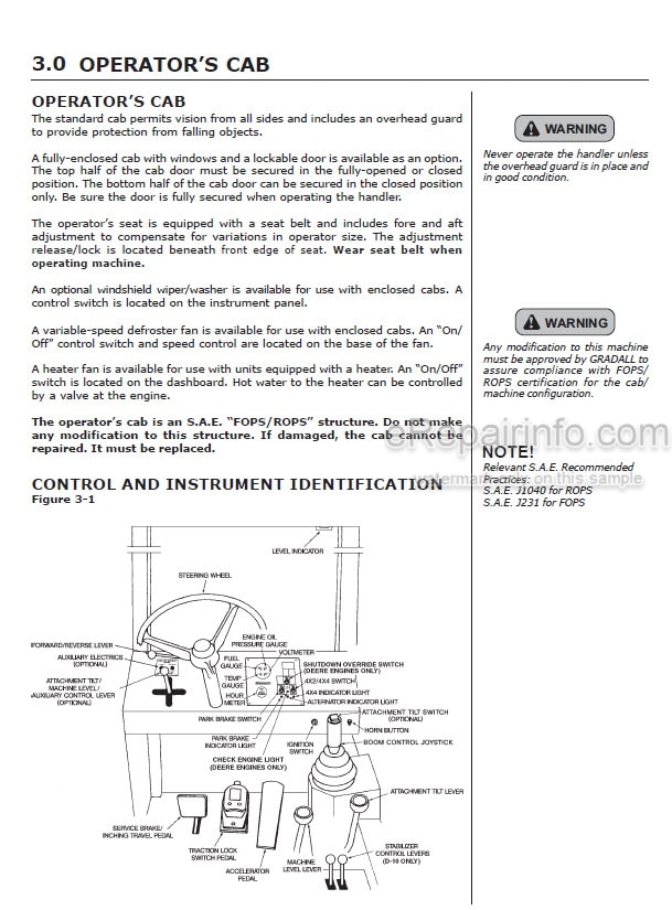 Photo 4 - JLG Gradall 534D-9 534D-10 Owner Operator Manual Telehandler 9134-4052