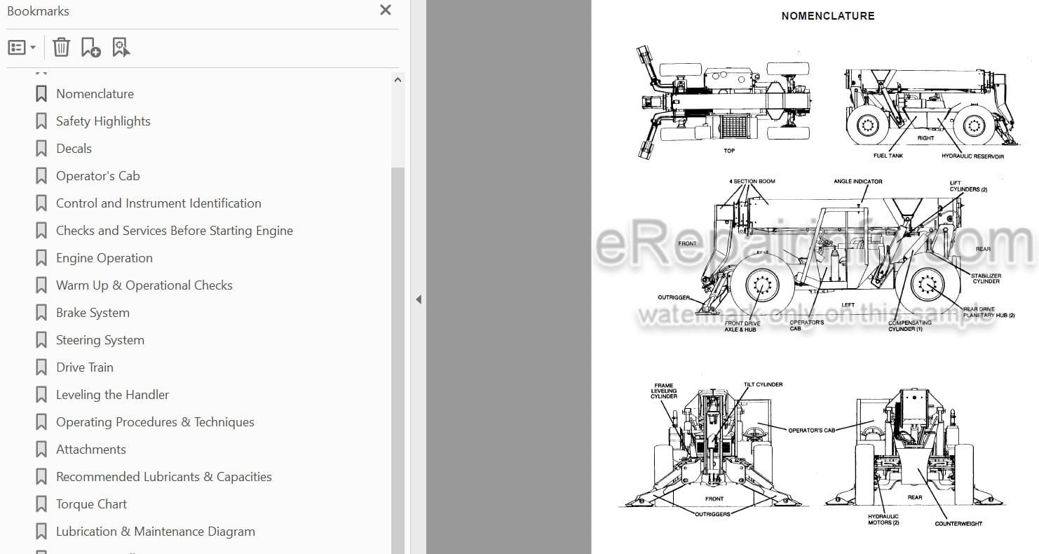 Photo 3 - JLG Gradall 544B Operation And Lubrication Manual Telehandler 9104-4339