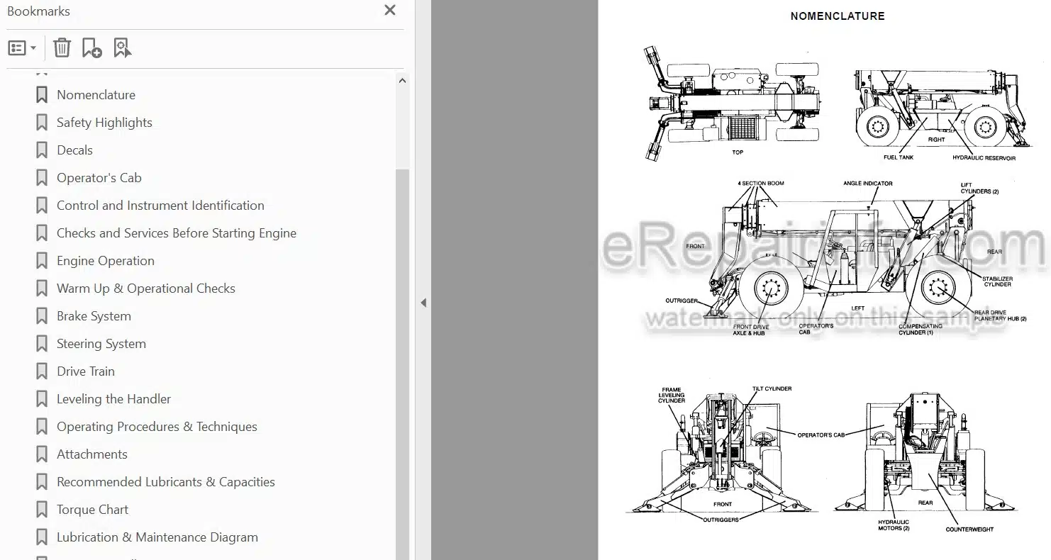 Photo 3 - JLG Gradall 544B Operation And Lubrication Manual Telehandler 9104-4339
