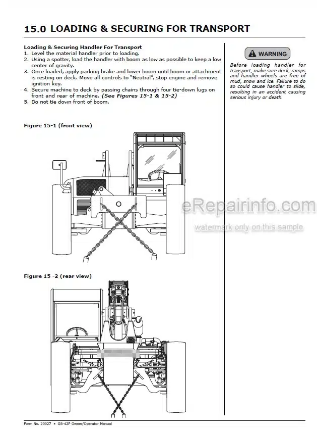 Photo 4 - JLG Gradall G6-42P Owner Operator Manual Telehandler 9140-4003