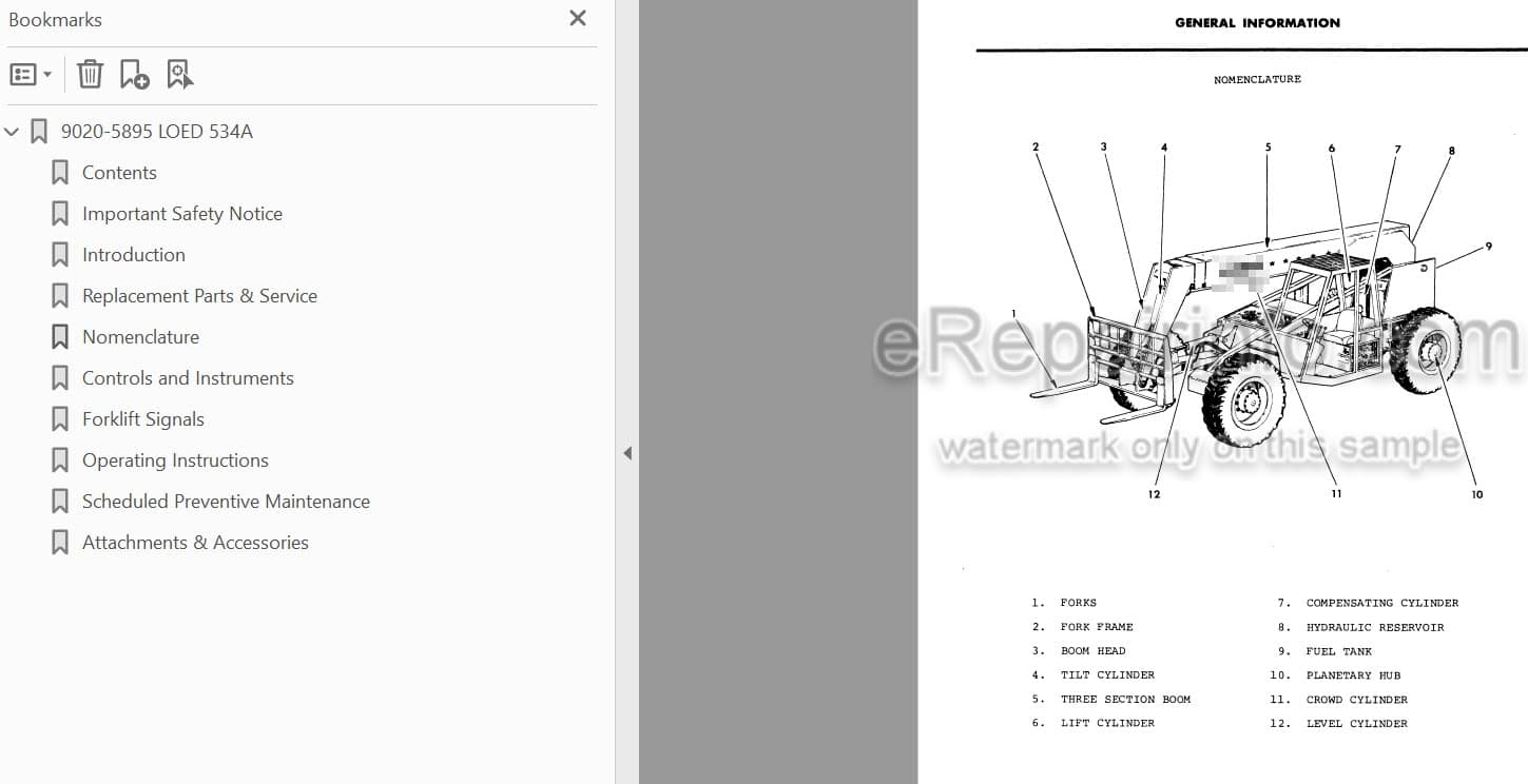 Photo 3 - JLG Gradall Loed 534A Owners Operator Manual Telehandler 9020-5895