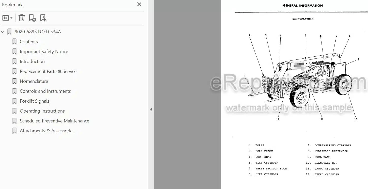 Photo 3 - JLG Gradall Loed 534A Owners Operator Manual Telehandler 9020-5895