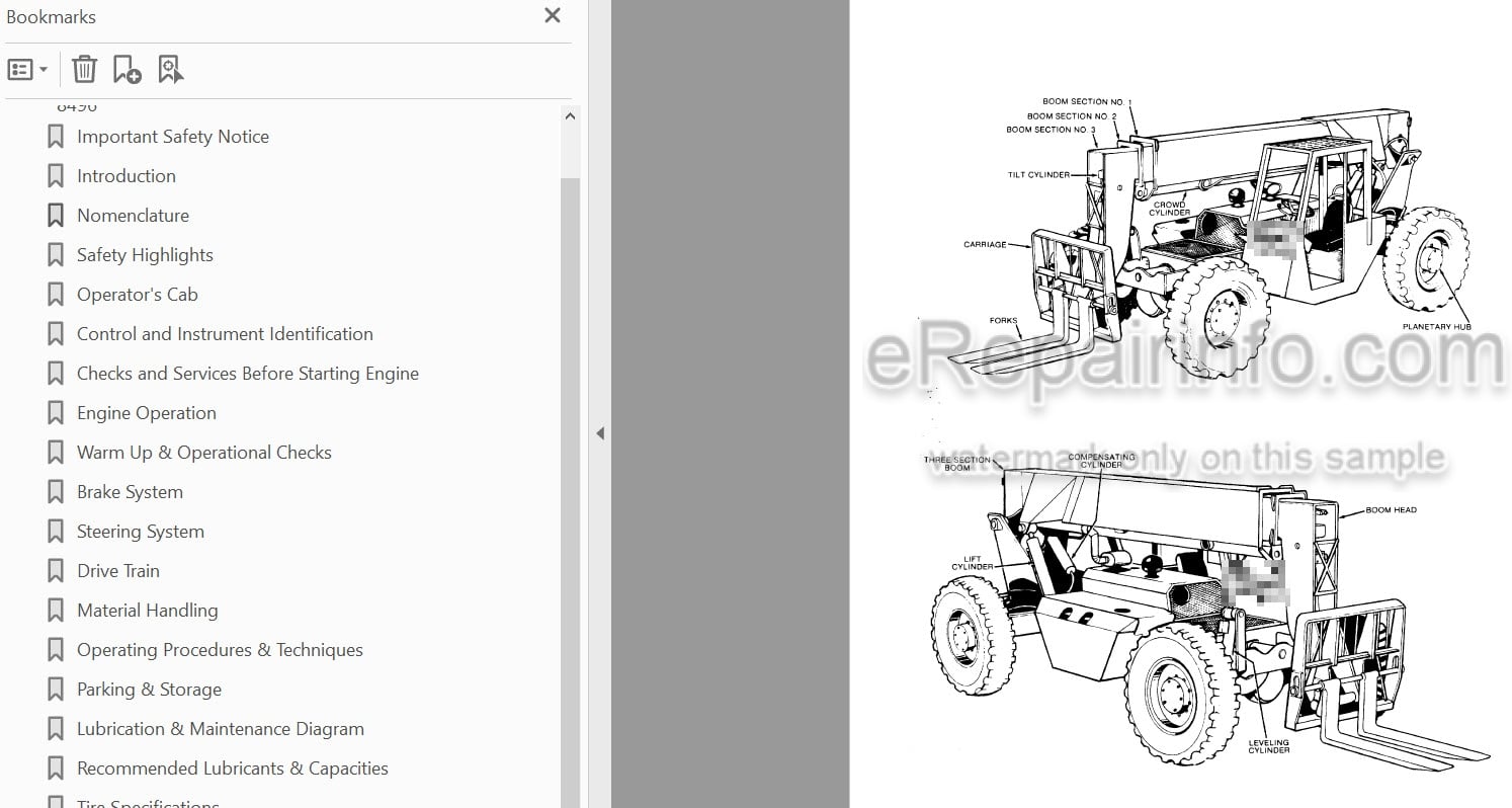 Photo 3 - JLG Gradall Loed 534B Operation And Lubrication Manual Telehandler 9103-1148 SN2
