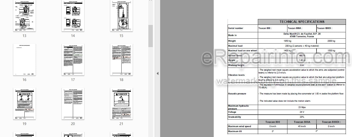 Photo 3 - JLG Grove Toucan 800 800A 800DI Operation And Safety Manual Mast Boom Lift