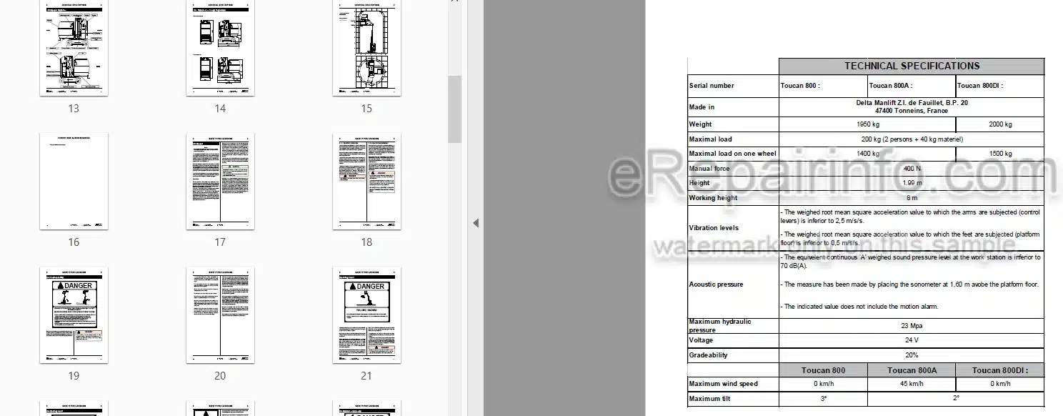 Photo 3 - JLG Grove Toucan 800 800A 800DI Operation And Safety Manual Mast Boom Lift