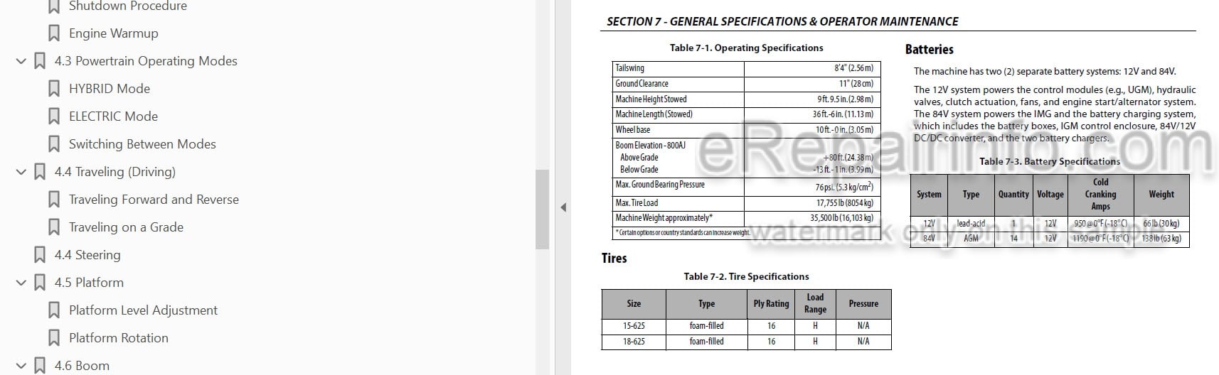Photo 3 - JLG H800AJ PVC2001 Operation And Safety Manual Boom Lift