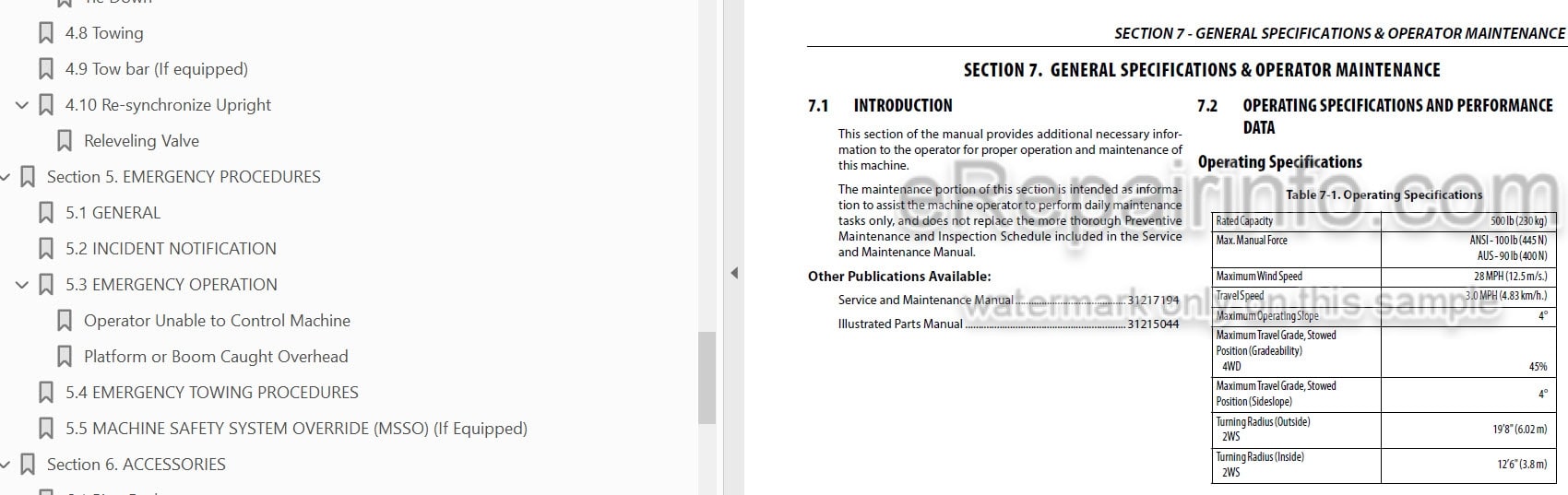 Photo 3 - JLG H800AJ PVC2007 Operation And Safety Manual Boom Lift