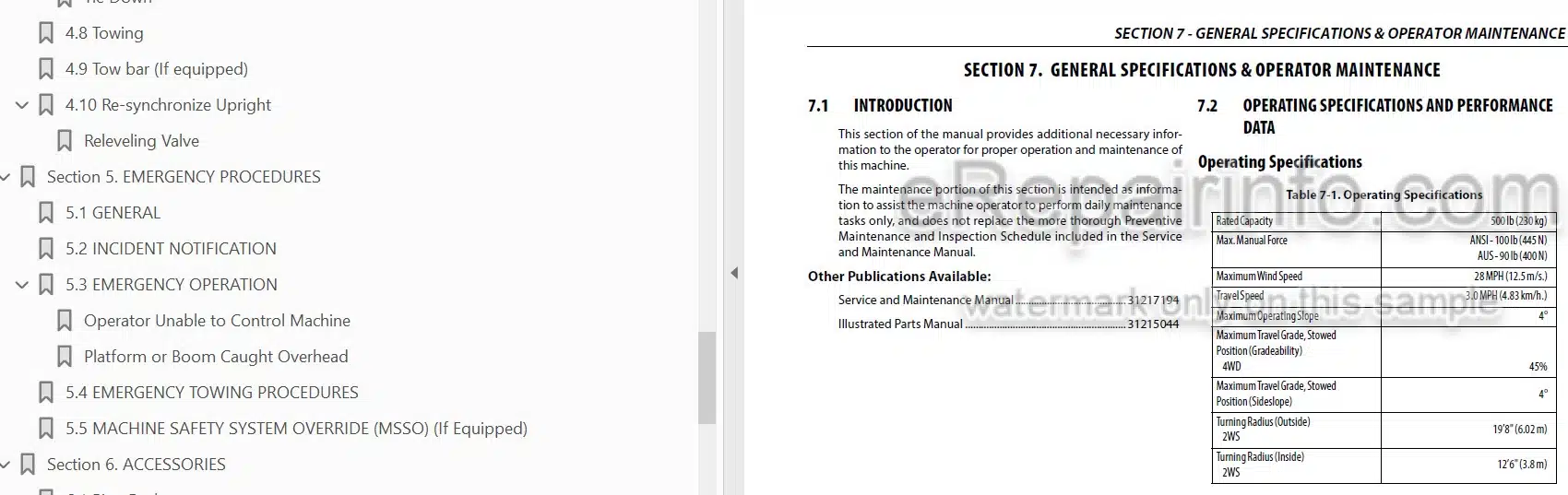 Photo 3 - JLG H800AJ PVC2007 Operation And Safety Manual Boom Lift