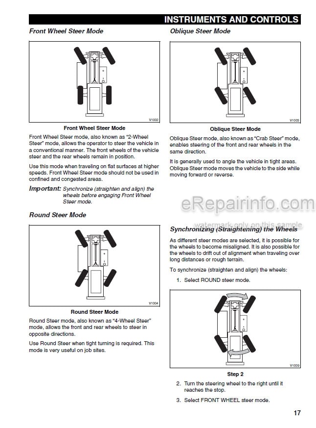 Photo 9 - JLG Lull 1044C-54 Series II Operators And Safety Manual Telehandler 31200070 Before SN 0160037900