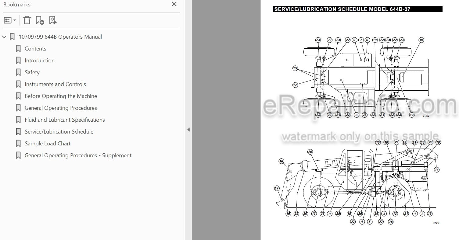 Photo 4 - JLG Lull 644B Operators And Safety Manual Telehandler 10709799